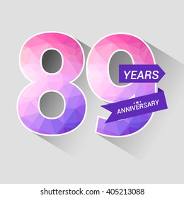 89 Years Anniversary with Low Poly Design