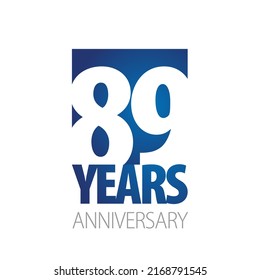 89 Años Aniversario número de espacio negativo símbolo del logo blanco azul