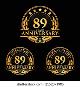 89 years anniversary set. 89th celebration logo collection. Vector and illustration. 