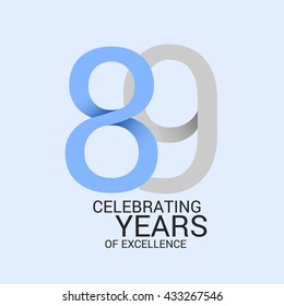 89 years anniversary, signs, symbols. simple design.