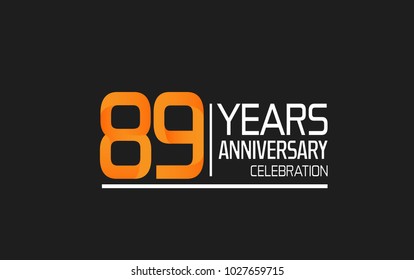 89 years anniversary simple design celebration with orange color and white isolated on black background