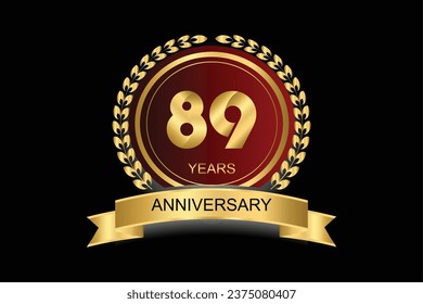 89 years anniversary vector icon, logo. Design element with modern graphic style.