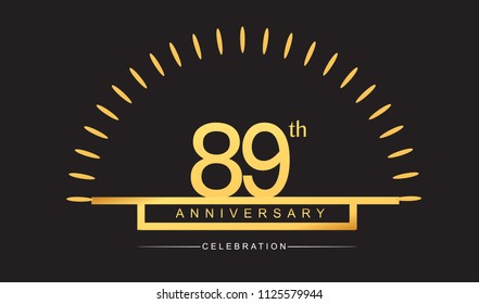 89 years golden anniversary logo celebration with firework elegant design for anniversary celebration.