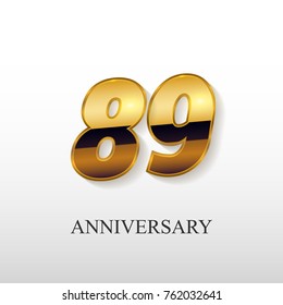 89 Years Golden Anniversary Vector Logo Design Isolated on White Background