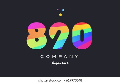 890 creative color green orange blue magenta pink number digit company logo vector icon spectrum