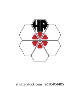890 diamond shape alphabet letter pentagon geometric educational learning flower logo H R