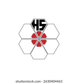 891 diamond shape alphabet letter pentagon geometric educational learning flower logo H S