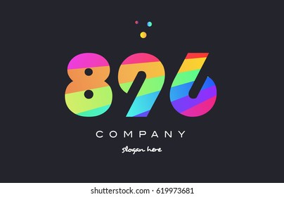 896 creative color green orange blue magenta pink number digit company logo vector icon spectrum