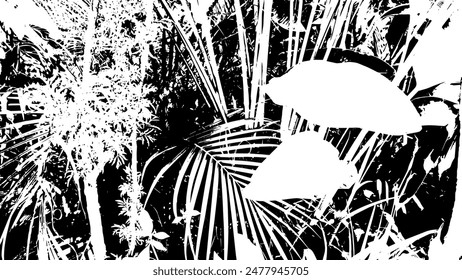 8-96.Old Tree Leaf Black and White Vector Texture.		