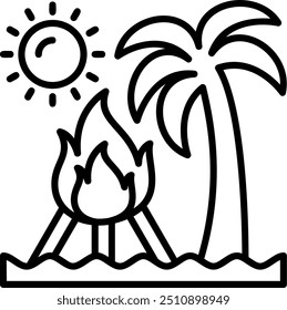 898 - Beach bonfire party Vector Icon Design