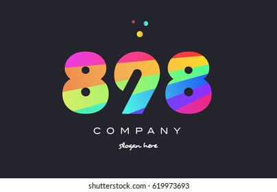 898 creative color green orange blue magenta pink number digit company logo vector icon spectrum