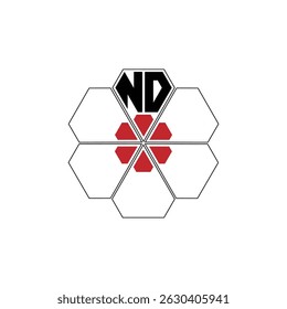 898 diamond shape alphabet letter pentagon geometric educational learning flower logo N D