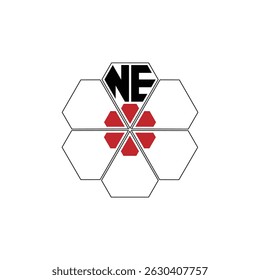 899 diamond shape alphabet letter pentagon geometric educational learning flower logo N E