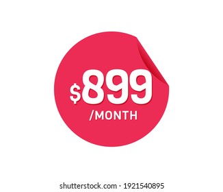 $899 Mes de Dólar. 899 USD Pegatina mensual