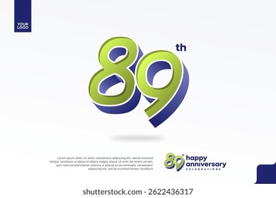 89th Anniversary 3D Number with Silver Jubilee Design in Pear Green and Violet Blue