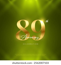 89th Anniversary celebration, Eighty-ninth year Anniversary celebration on lights background for celebration event, festive illustration.