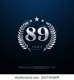 89th Anniversary celebration, Eighty-ninth year Anniversary celebration on lights background for celebration event, festive illustration.
