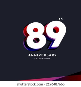 89th Anniversary Celebration Logo Design, Number 89 Icon Vector Template.