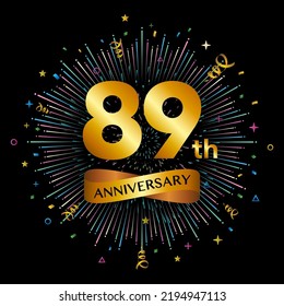 89th anniversary celebration logotype. Golden anniversary celebration template design, Vector illustrations.