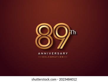 89th anniversary celebration logotype with linked number gold and silver color isolated on elegant color. vector anniversary for celebration, invitation card, and greeting card