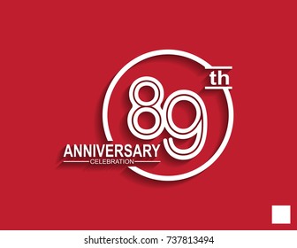 89th anniversary celebration logotype with linked number in circle isolated on red background