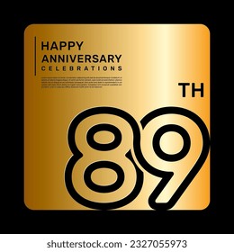 89th anniversary celebration template design with simple and luxury style in golden color