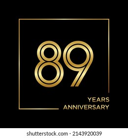 89th anniversary logotype. Anniversary celebration template design for booklet, leaflet, magazine, brochure poster, banner, web, invitation or greeting card. Vector illustrations.