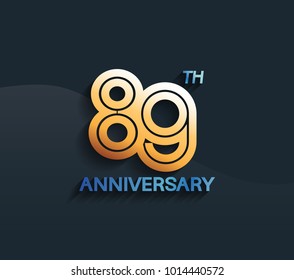 89th anniversary logotype with multiple line golden color isolated on dark blue background for celebration