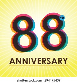 89th Anniversary poster / template design in retro style - Vector Background