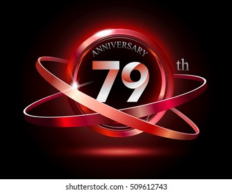 89th anniversary with shiny red ring on black background