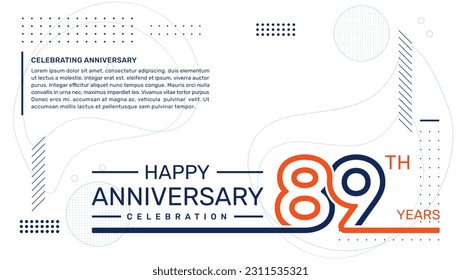 89th anniversary template design with abstract background, vector template