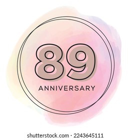 89th anniversary watercolor vector illustration, Beautiful greeting banner poster and Vector festive illustration.