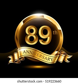 89th golden anniversary logo. with ring and ribbon.
