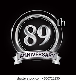 89th silver anniversary logo with ribbon and ring
