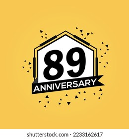 89th years anniversary logo, vector design birthday celebration with geometric isolated design.