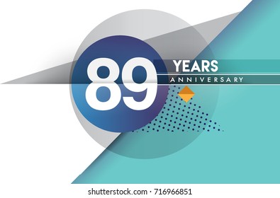 89th years anniversary logo, vector design birthday celebration with colorful geometric background and circles shape.