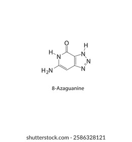 8-Azaguanine skeletal structure.Antimetabolite compound schematic illustration. Simple diagram, chemical formula.