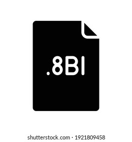 Icono de glifo de formato de archivo de 8BI. Signo de estilo lineal para concepto móvil y diseño web. Sencillo símbolo sólido. Ilustración vectorial aislada en fondo blanco. EPS 10.