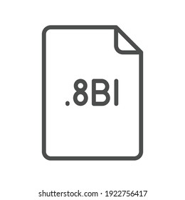 8BI file format line icon. Linear style sign for mobile concept and web design. Simple outline symbol. Vector illustration isolated on white background. EPS 10.