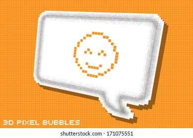 8-bit 3d pixel bubble with smile