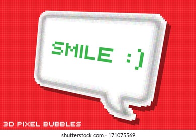 8-bit 3d pixel bubble with smile