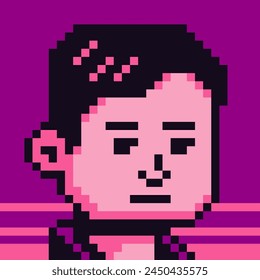 8-bit boy, pixel art male character, man avatar, cartoon vector icon, game user or web profile person, people, social net portrait, young guy face, minimalistic fashion, vector