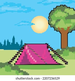8-bit camp poster on day