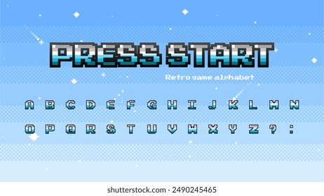 8-bit game pixel font.Retro game console font.alphabet 8bit .english alphabet.