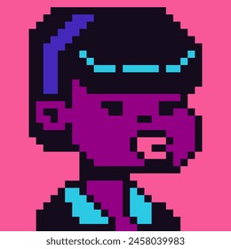 8-bit girl, pixel woman face, avatar, female fashion character, cartoon vector icon, game user or web profile persons and people, social net portrait, minimalistic vector background.