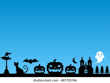 8bit Halloween illustration background