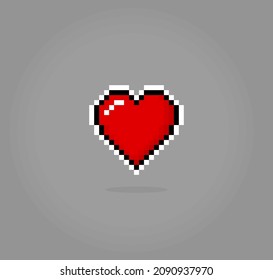 8-bit heart symbol pixels. Love icon in vector illustrations