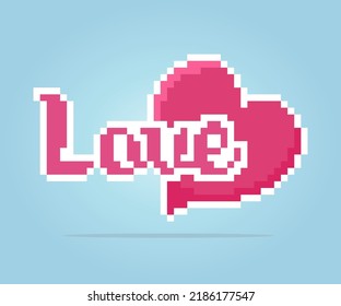 8-bit heart symbol pixels. Love icon in vector illustrations