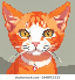 Ilustración de 8 bits de un gato naranja