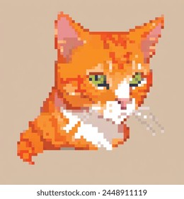 Ilustración de 8 bits de un gato naranja